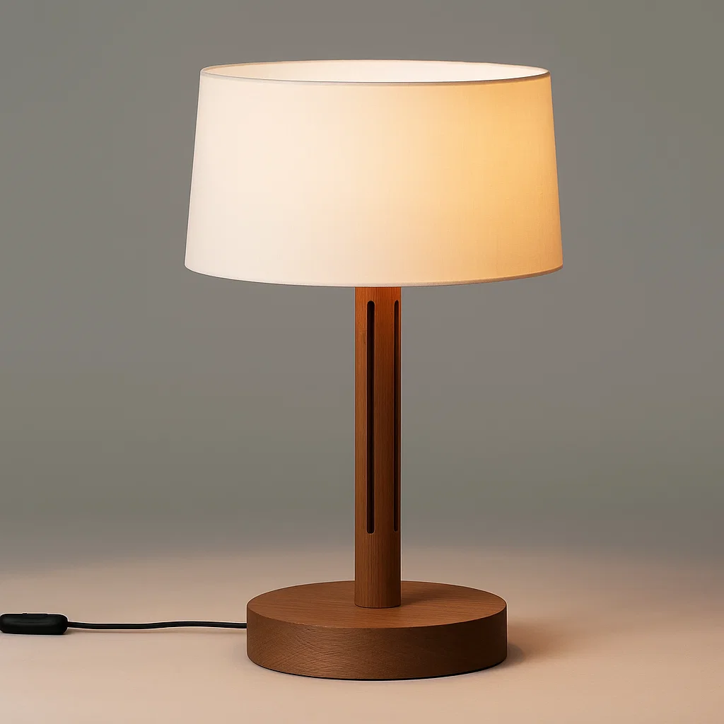 Wabi-sabi style  homestay solid wood  cloth  table lamp designer lamp  Bedside lamp